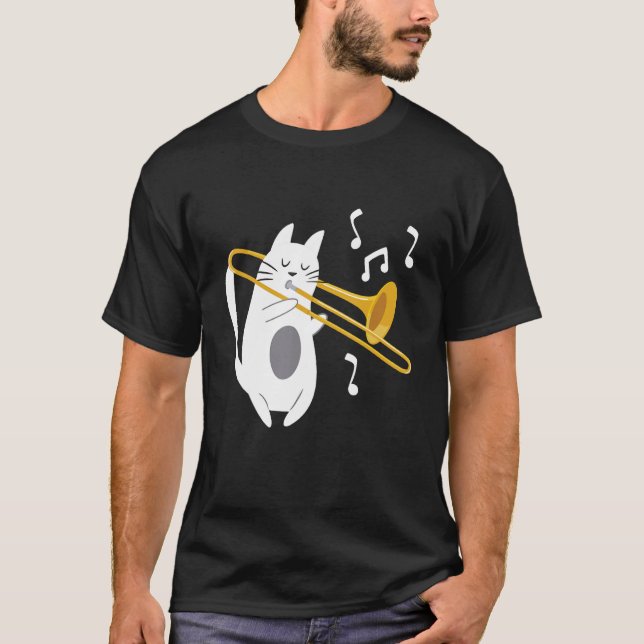 Trombonist Cat - Trombone Player Music Lover T-Shirt (Vorderseite)