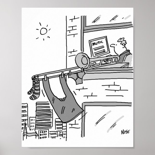 Trombonist hangt seine Auswasch Poster (Vorne)