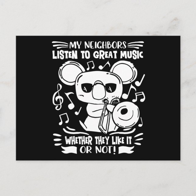 Trombonist Trombone Player Koala With Trombone Postkarte (Vorderseite)