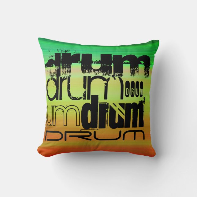 Trommel; lebhaft grün, orange und gelb kissen (Vorderseite)