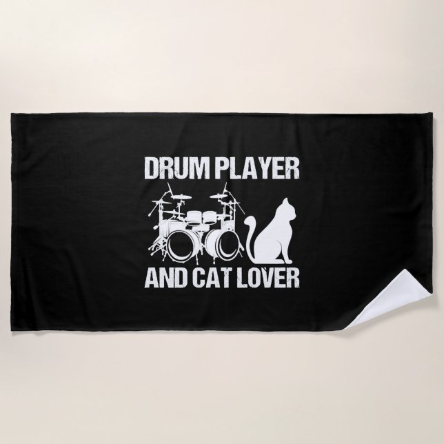 Trommel-Player und Katzenrummer-Musikertrommeln Strandtuch (Vorderseite)