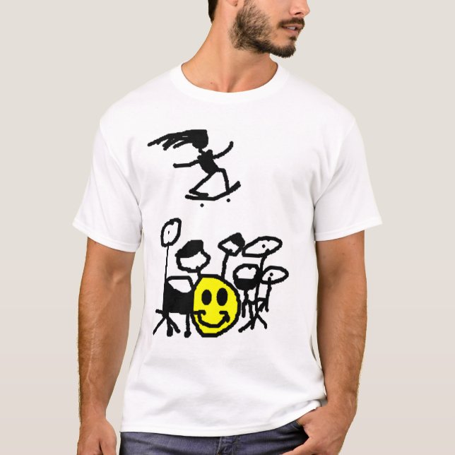 Trommel, Skate, Lächeln T-Shirt (Vorderseite)