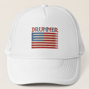 Trommel-Stock USA-Flaggen-Schlagzeuger-T-Shirts Truckerkappe