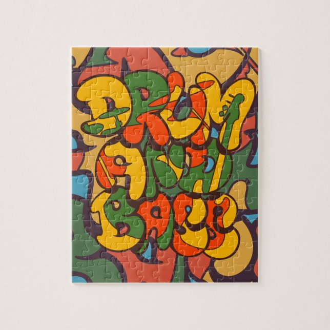 Trommel- und Bass-Reggaefarbe - Logo, Graffiti, (Vertikal)