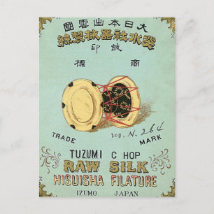 Trommel Vintage Japanisches Seidenlabel Postkarte