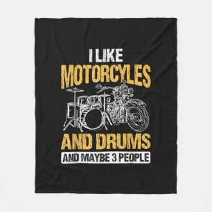 Trommeln Ich mag Motorräder und Trommeln Fleecedecke