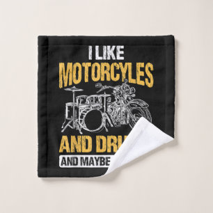 Trommeln Ich mag Motorräder und Trommeln Waschlappen