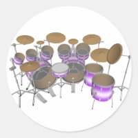 Trommeln: Lila und weißes Trommelkit: 3D-Modell: