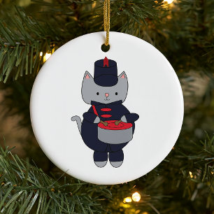 Trommeln Marching Band Katze Navy Blau Rot Persona Keramik Ornament