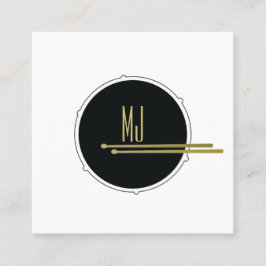 Trommeln Minimalistisch | Drummer Simple Black Quadratische Visitenkarte