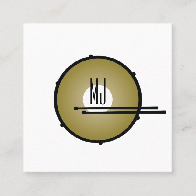 Trommeln Mit Monogramm | Drummer Business Card Quadratische Visitenkarte (Vorderseite)