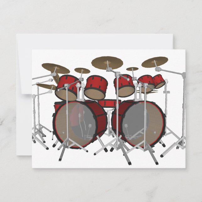Trommeln: Red Drum Kit: 3D-Modell: (Vorderseite)