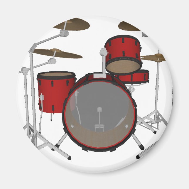 Trommeln: Red Drum Kit: 3D-Modell: Magnet (Vorne)
