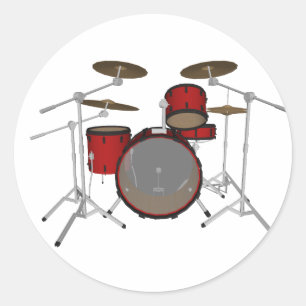 Trommeln: Red Drum Kit: 3D-Modell: Runder Aufkleber