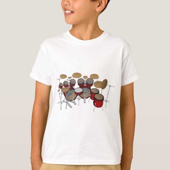 Trommeln: Rote Trommel-Ausrüstung: Modell 3D: T-Shirt (Vorderseite)