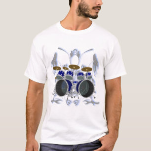 Trommeln Sie Set u. Stammes- die Grafik-(blau) - T-Shirt