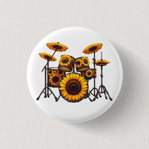 Trommeln Sonnenblumen Blume Musikermusik Flora Button