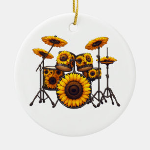 Trommeln Sonnenblumen Blume Musikermusik Flora Keramik Ornament