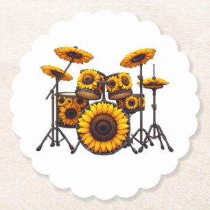 Trommeln Sonnenblumen Blume Musikermusik Flora Untersetzer
