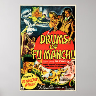 Trommeln von Fu-Manchu-Klassik-Verbrechen Thriller Poster
