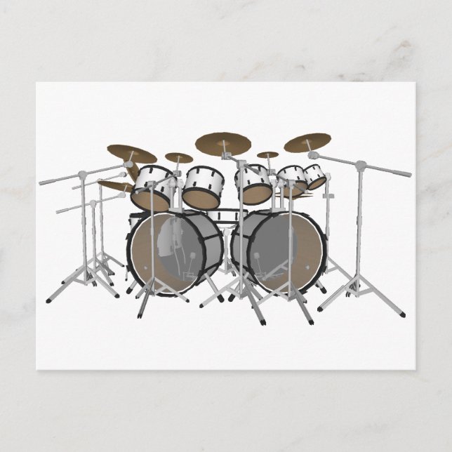 Trommeln: White Drum Kit: 3D-Modell: Postkarte (Vorderseite)