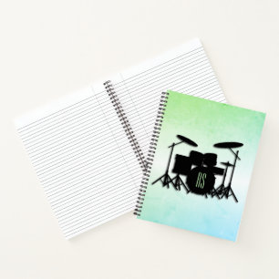Trommelset Monogramm Grün Notizbuch
