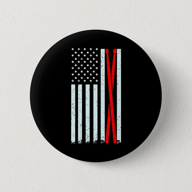Trommelstifte mit Vintager amerikanischer Flagge f Button (Vorderseite)