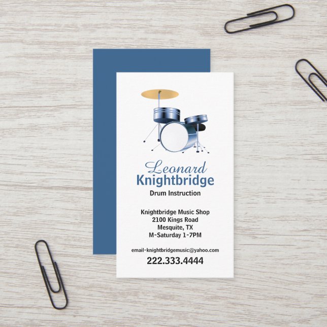 Trommeschalterkarte Visitenkarte (Vorderseite/Rückseite Beispiel)