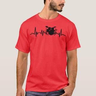 Trommler Heartbeat Schlagzeug T-Shirt