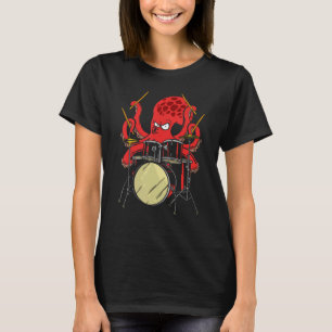 Trommler Krake Drumstick Spielt Trommel Meer Tier T-Shirt