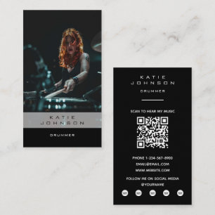 Trommler Musiker Musikunterricht Foto QR Code Visitenkarte