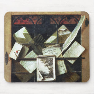 Trompe - L ' oeil mit Buchstaben und Notizbüchern Mousepad