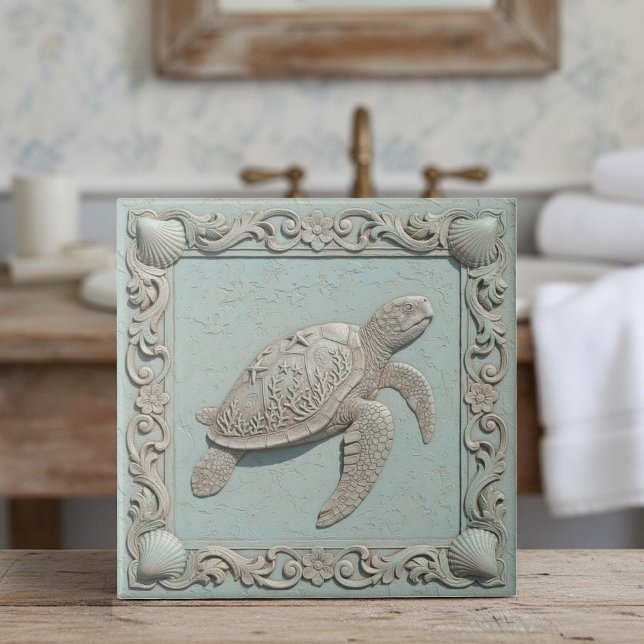 Trompe L'oeil Marine Life Turtle ID1190i Fliese (Von Creator hochgeladen)