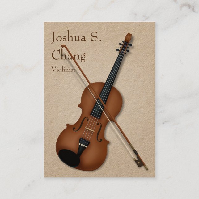 Trompe L'oeil Violin & Bow Eleganter Streichmusike Visitenkarte (Vorderseite)