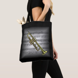 Trompet ~ 3-D Sheet Music ~ Pillow Grau/Black ~ Tasche