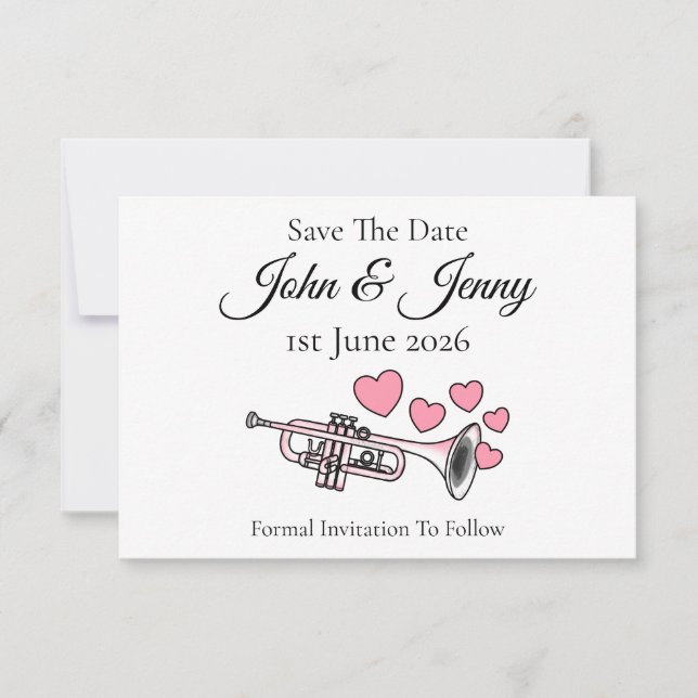 Trompet Musician Wedding rettet das Datum (Vorderseite)