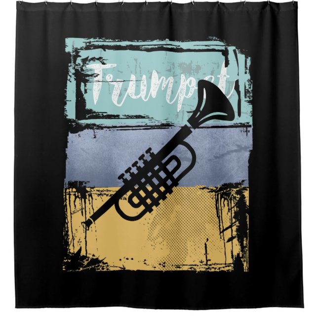 Trompet Retro Style Music Duschvorhang (Vorderseite)