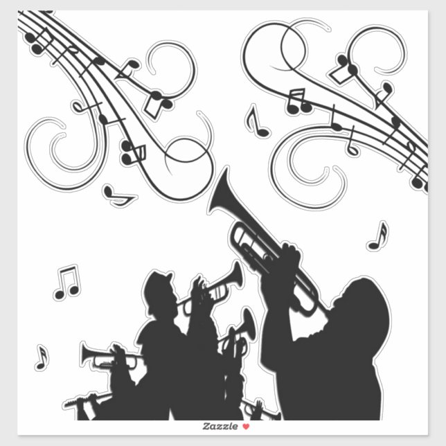 Trompet Section Jazz Music Aufkleber (Blatt)