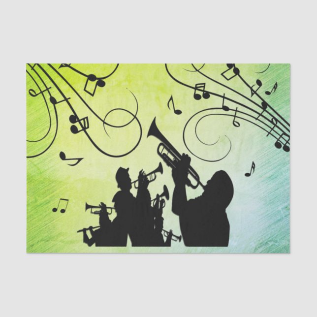 Trompet Section Jazz Music Green Seidenpapier (Vorderseite)