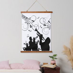 Trompet Section Jazz Music Wandteppich Mit Holzrahmen