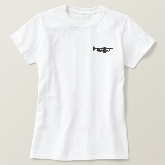 Trompete Besticktes T-Shirt (Design vorne)