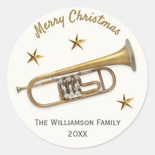 Trompete Frohe Weihnachtsmusik Personalisiert Runder Aufkleber
