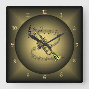 Trompete-~Musical Instrument-~Musical Skala Quadratische Wanduhr