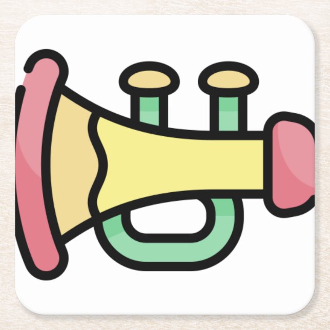 Trompete Rechteckiger Pappuntersetzer (Vorderseite)