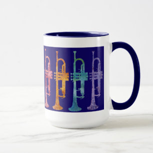 Trompete-Regenbogen auf Blau Tasse