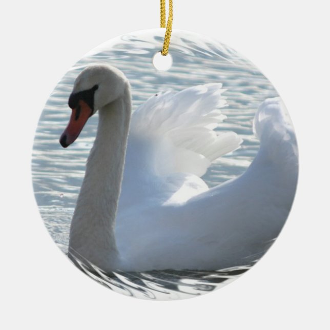 Trompete-Schwan-Verzierung Keramikornament (Vorne)