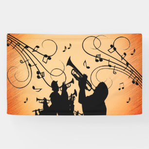 Trompete Section Jazz Music Orange Rust Banner