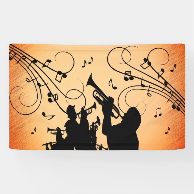Trompete Section Jazz Music Orange Rust Banner (Horizontal)