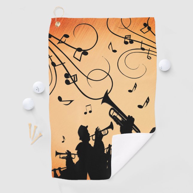 Trompete Section Jazz Music Orange Rust Golfhandtuch (Insitu)