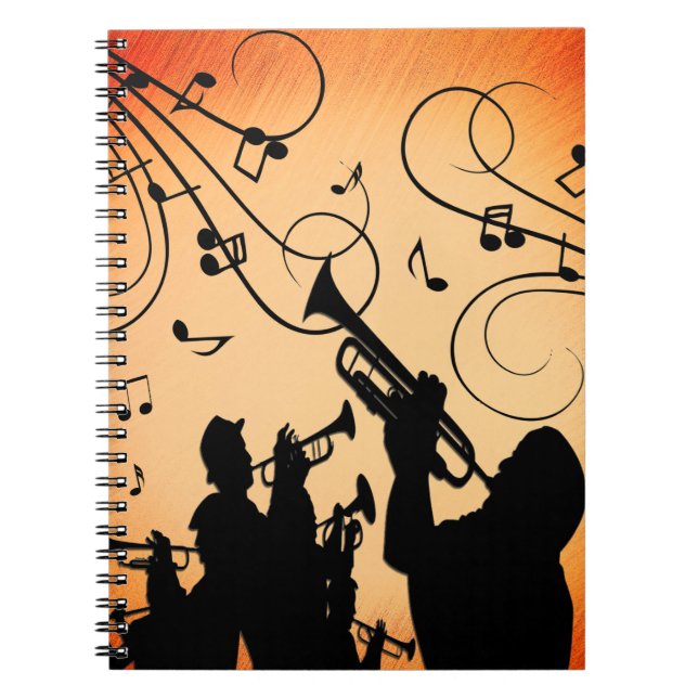 Trompete Section Jazz Music Orange Rust Notizblock (Vorderseite)